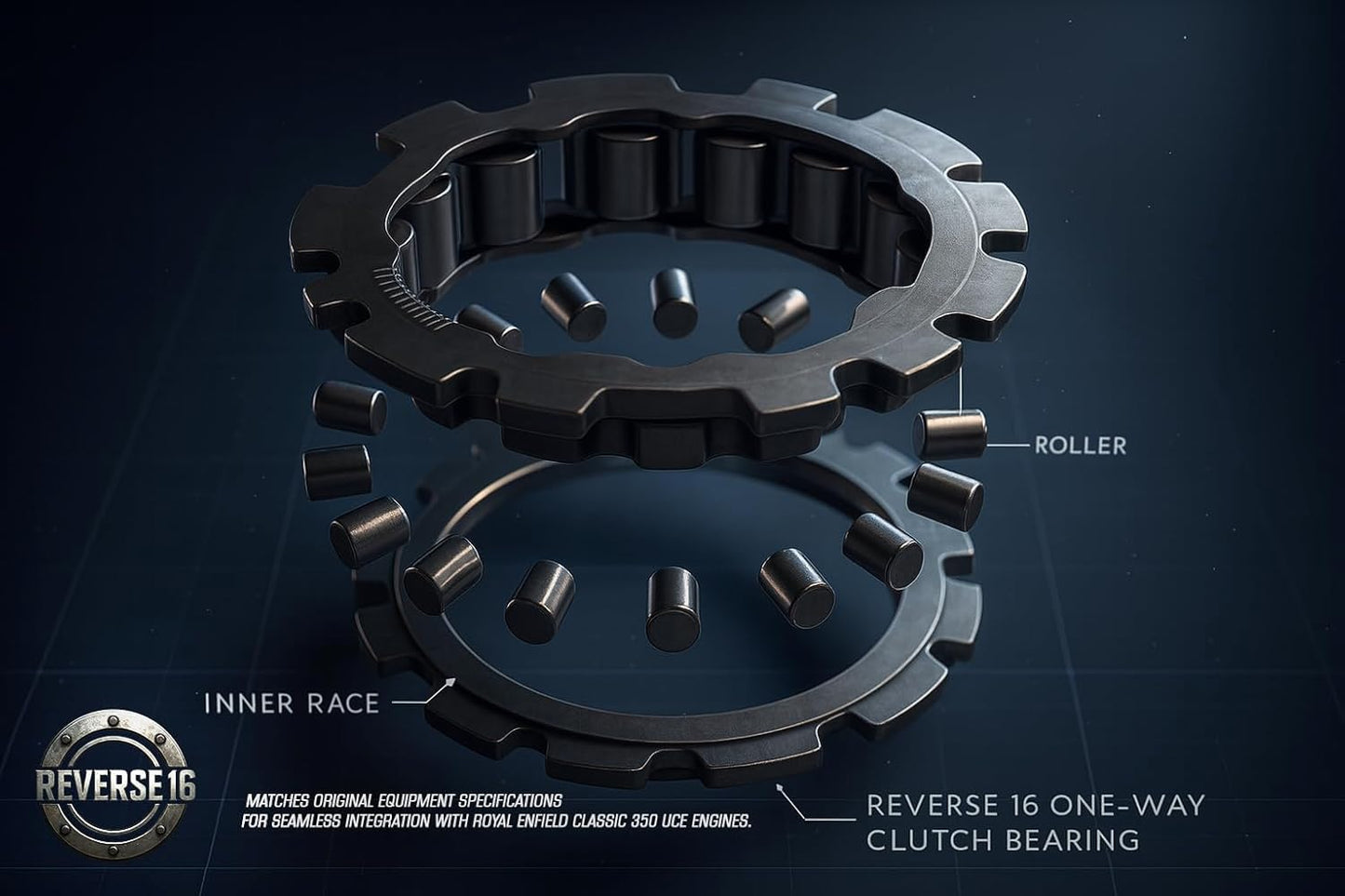 Reverse 16 One-Way Clutch Bearing Alloy Steel,Compatible with Royal Enfield Standard/Classic 350/500cc 2013 To 2020 UCE Models,M Plus 1 LH Clutch Cover Gasket Combo Pack Of 1