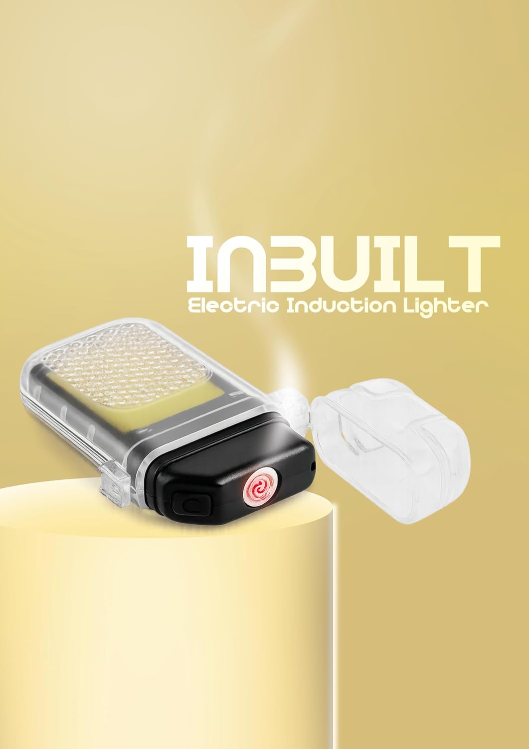 Gemstone Mini Cob Rechargeable Portable Key Chain Flashlight with Electric Induction Lighter for Camping,Personal Use,Jogging,SOS Emergency Signal, Low High Brust 3 Modes Pack of 1