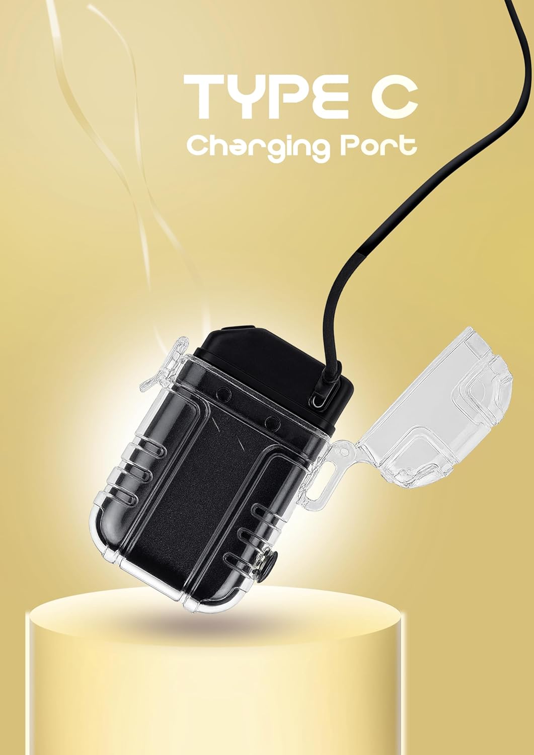 Gemstone Mini Cob Rechargeable Portable Key Chain Flashlight with Electric Induction Lighter for Camping,Personal Use,Jogging,SOS Emergency Signal, Low High Brust 3 Modes Pack of 1