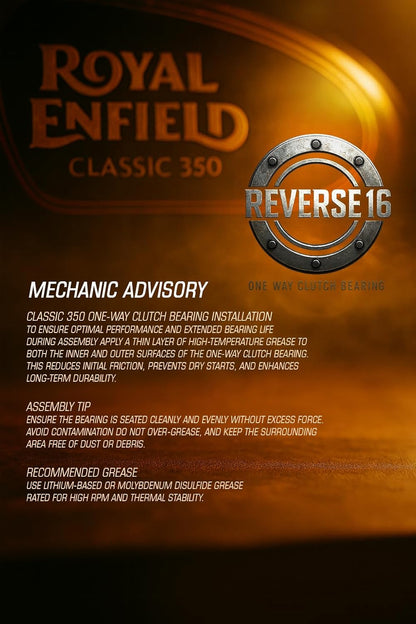 Reverse 16 One-Way Clutch Bearing Alloy Steel,Compatible with Royal Enfield Standard/Classic 350/500cc 2013 To 2020 UCE Models,M Plus 1 LH Clutch Cover Gasket Combo Pack Of 1