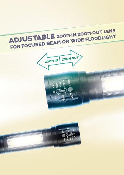 Gemstone Portable Handy Rechargeable COB LED Torch Light with Adjustable Zoom Lens, 3 Light Modes, Aluminium Body, Lithium Iron Battery, USB Charging, SOS Warning Signal Pack of 1