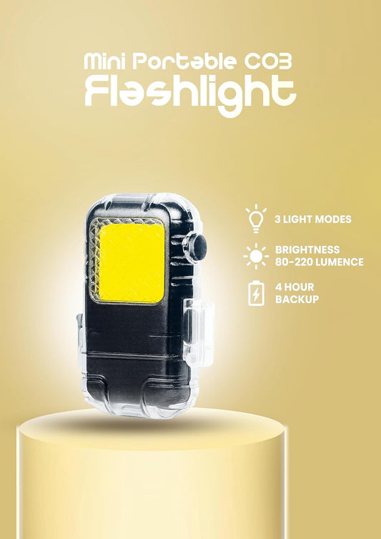 Gemstone Portable Cob Rechargeable Portable Key Chain Flashlight with Electric Induction Lighter for Camping,Personal Use,Jogging,SOS Emergency Signal, Low High Brust 3 Modes Pack of 1