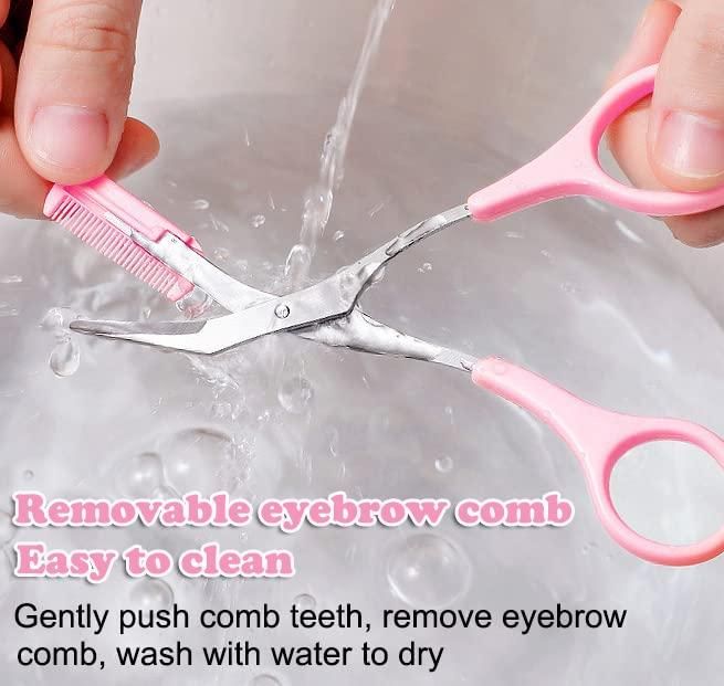 Stainless Steel Eyebrow Shaping Cut Scissors Comb Hair Remover